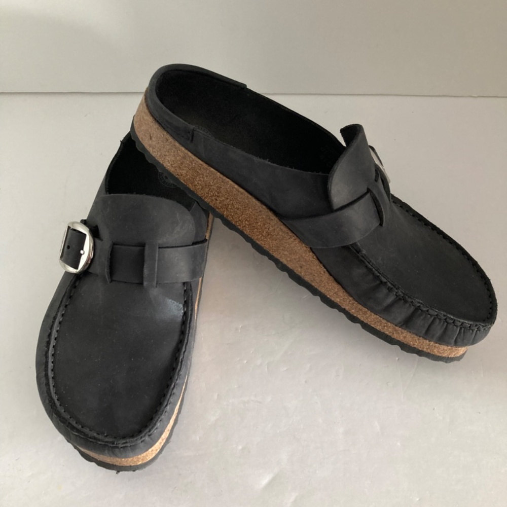 Birkenstock Buckley Black Oiled Leather Clogs EU 41 Narrow Unisex Shoes NWOB